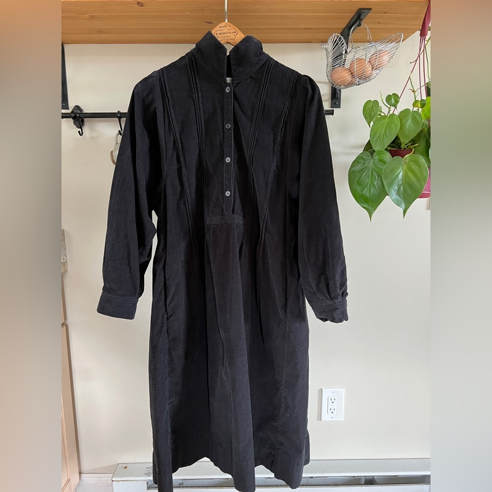 TOAST UK Pintuck Needlecord Dress Deep Slate Blue Size 10
